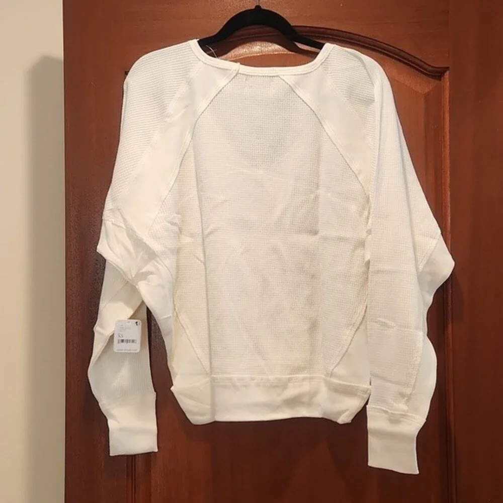 Free People Santa Clara Thermal Shirt Top Long Sleeve White size XS new w… - Picture 12 of 16